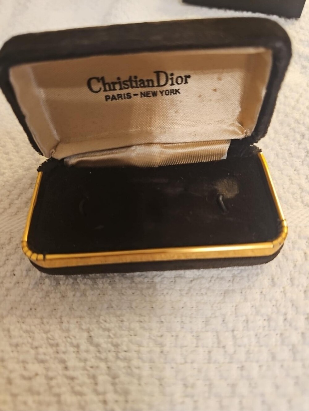 Vintage Christian Dior Paris New York Black Velvet Jewelry Presentation Box